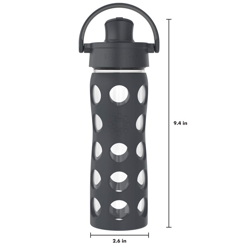 Lifefactory 16-Ounce Glass Water Bottle with Active Flip Cap and Protective Silicone Sleeve, Carbon - Image 3